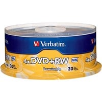 Verbatim DVD+RW 4.7GB 4X with Branded Surface - 30pk Spindle - TAA Compliant - 4.7GB - 30 Pack