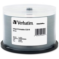 Verbatim CD-R 700MB 52X DataLifePlus Silver Inkjet Printable - 50pk Spindle - Printable - Inkjet Printable