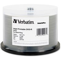 Verbatim DVD-R 4.7GB 8X DataLifePlus White Inkjet Printable - 50pk Spindle - TAA Compliant - Inkjet Printable - 50pk Spindle