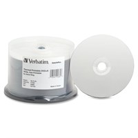 Verbatim DVD+R 4.7GB 8X DataLifePlus White Thermal Printable, Hub Printable - 50pk Spindle - TAA Compliant - Thermal Printable