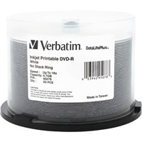 Verbatim DVD-R 4.7GB 16X DataLifePlus White Inkjet Printable - 50pk Spindle - TAA Compliant - 4.7GB - 50pk Spindle