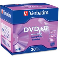 Verbatim AZO DVD+R 4.7GB 16X with Branded Surface - 20pk Slim Case - TAA Compliant - 2 Hour Maximum Recording Time