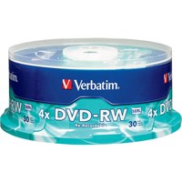 Verbatim DVD-RW 4.7GB 4X with Branded Surface - 30pk Spindle - TAA Compliant - 4.7GB - 30 Pack