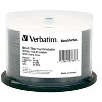 Verbatim BD-R 25GB 6X DataLifePlus White Thermal Printable, Hub Printable - 50pk Spindle - TAA Compliant - 25GB - 50pk Spindle