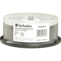 Verbatim BD-R DL 50GB 6X DataLifePlus White Thermal Printable, Hub Printable - 25pk Spindle - TAA Compliant - 25pk Spindle