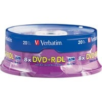 Verbatim DVD+R DL 8.5GB 8X with Branded Surface - 20pk Spindle - 8.5GB - 20pk Spindle