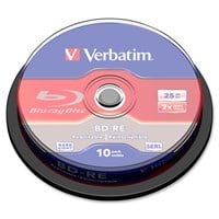 Verbatim BD-RE 25GB 2X with Branded Surface - 10pk Spindle Box - TAA Compliant - 25GB - 10pk Spindle