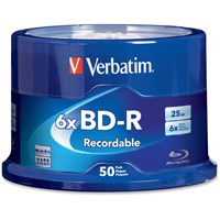 Verbatim BD-R 25GB 6X with Branded Surface - 50pk Spindle - TAA Compliant - 50pk Spindle