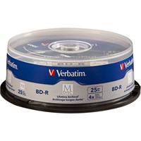 Verbatim M-Disc BD-R 25GB 4X with Branded Surface - 25pk Spindle - TAA Compliant - 120mm