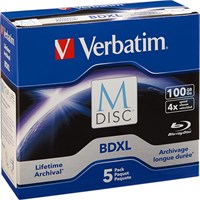 Verbatim Blu-ray Recordable Media - BD-R XL - 4x - 100 GB - 5 Pack Jewel Case - TAA Compliant - 120mm