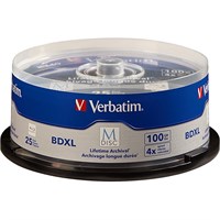 Verbatim Blu-ray Recordable Media - BD-R XL - 4x - 100 GB - 25 Pack Spindle - TAA Compliant - 120mm