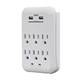 6 Outlet Surge Protector Wall Tap with 2 USB Ports 3.4A, 1200 Joules, White