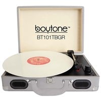 boytone Mobile Briefcase Turntable BT-101TBGR - Belt Drive - 33.3, 45, 78 rpm - Gray