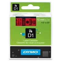 Dymo D1 45017 Tape - 0.50" Width x 23 ft Length - Thermal Transfer - Red - Polyester - 1 Each