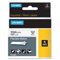 Dymo RhinoPRO Flexible Wire and Cable Label Tape - 0.47" Width x 11.48 ft Length - Thermal Transfer - White, Black - Nylon - 1 Each