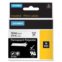 Dymo RhinoPRO Permanent Polyester Tape - 0.75" Width x 18.04 ft Length - Thermal Transfer - White - Polyester - 1 Each
