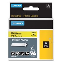 Dymo RhinoPRO Wire and Cable Label Tape - 0.50" Width x 11.50 ft Length - Direct Thermal - Yellow - Nylon - 1 Each