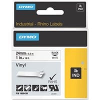 Dymo Black on White Color Coded Label - Permanent Adhesive - "1" Width x 18.04 ft Length - Thermal Transfer - White - Vinyl