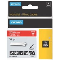 Dymo White on Red Color Coded Label - Permanent Adhesive - "0.47" Width x 18.04 ft Length - Rectangle - Thermal Transfer - Red, White - Vinyl