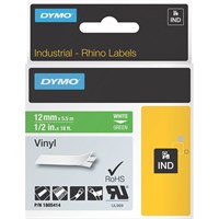 Dymo White 0n Green Color Coded Label - Permanent Adhesive - "0.50" Width x 18.04 ft Length - Thermal Transfer - Green - Vinyl