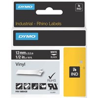 Dymo White on Black Color Coded Label - Permanent Adhesive - "0.50" Width x 18 ft Length - Thermal Transfer - Black - Vinyl