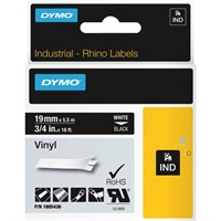 Dymo White on Black Color Coded Label - Permanent Adhesive - "0.47" Width x 18 ft Length - Thermal Transfer - White - Vinyl - 1 Each