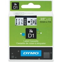 Dymo Black on White D1 Label Tape - 0.37" Width x 23 ft Length - Thermal Transfer - White - Polyester - 1 Each