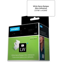 Dymo Non-Adhesive Name Badge Label - 2.44" Width x 4.19" Length - 250 / Roll - Rectangle - White - 250 / Roll