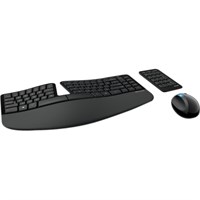 Microsoft Sculpt Ergonomic Desktop - USB 2.0 Wireless RF Keyboard/Keypad - Black - USB 2.0 Wireless RF Mouse - BlueTrack - 1000 dpi - 7 Button - Tilt Wheel - QWERTY - Black (PC)