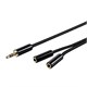 Monoprice Onyx Series Auxiliary 3.5mm Stereo Plug to Two 3.5mm Stereo Jack Cable (Gold Plated), 6 inch