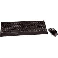 Cherry B.UNLIMITED Keyboard & Mouse - USB Wireless RF Keyboard - English (US) - Black - USB Wireless RF Mouse - Infrared - 2000 dpi - 3 Button - Scroll Wheel - Black - Symmetrical