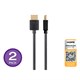 Ultra Slim Certified Premium High Speed HDMI Cable, 4K@60Hz, HDR, 18Gbps, 36AWG, YUV 4:4:4, 3ft, Black, 2-Pack