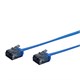 Micro SlimRun Cat6 Flat Ethernet Patch Cable, Stranded, 550MHz, UTP, Pure Bare Copper Wire, 34AWG, 7ft, Blue