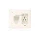 Recessed Low Voltage Cable Wall Plate w/ Recessed Power - White