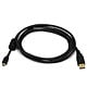 USB-A to Mini-B 2.0 Cable - 5-Pin, 28/24AWG, Gold Plated, Black, 3ft