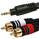 3ft Premium 3.5mm Stereo Male to 2RCA Male 22AWG Cable (Gold Plated) - Black