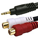 7inch Premium 3.5mm Stereo Male to 2RCA Female 22AWG Cable (Gold Plated) - Black