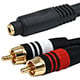 6in Premium 3.5mm Stereo Female to 2x RCA Male Cable, 22AWG Gold Plated, Black