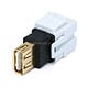 Keystone Jack - USB 2.0 A Female to A Female Coupler Adapter, Flush Type (White)