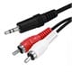 6ft 3.5mm Stereo Plug/2 RCA Plug Cable, Black