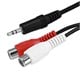 6in 3.5mm Stereo Plug to 2 RCA Jack Cable, Black