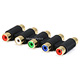 Composite Video/Stereo Audio RCA Jack to RCA Jack Adapter, Gold Plated (R.G.B.W.R.)