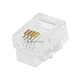 6P4C RJ11 Plug for Round Solid Phone Cable, 50 pcs/pack