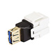 Keystone Jack - USB 3.0 A Female to A Female Coupler Adapter, Flush Type (White)