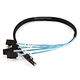 0.5m 30AWG Internal Mini SAS 36pin (SFF-8087) Male w/ Latch to SATA 7pin Female (x4) Forward Breakout Cable - Black