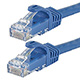 Monoprice Flexboot Cat6 Ethernet Patch Cable - Snagless RJ45, Stranded, 550MHz, UTP, Pure Bare Copper Wire, 24AWG, 10ft, Blue(Limit 20 per Customer)