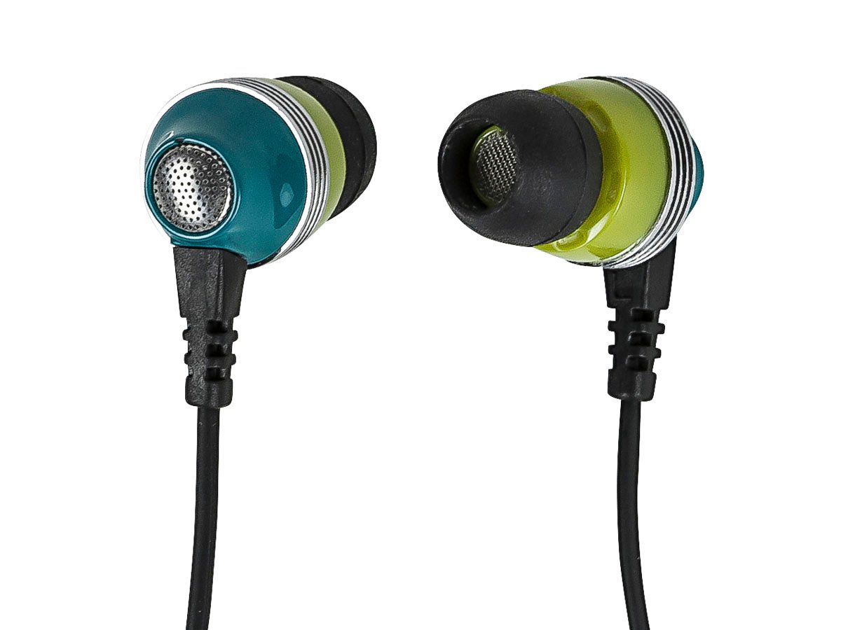 Monoprice Enhanced Bass Noise Isolating Earbuds Headphones with Built-in Microphone and Play/Pause Control, Green - main image