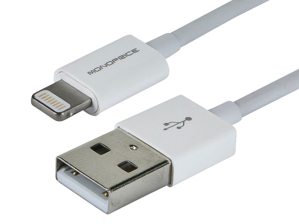 Monoprice 4-inch MFi Certified Lightning to USB Charge/ Sync Cable for iPad, iPhone, and iPod, White - main image