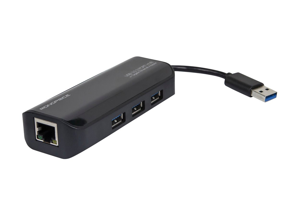 Monoprice USB 3.0 3-Port Hub with Gigabit Ethernet Adapter