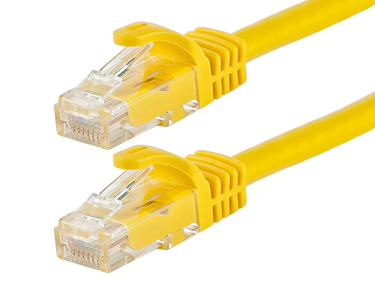 Monoprice FLEXboot Cat5e Ethernet Patch Cable - Snagless RJ45, Stranded, 350MHz, UTP, Pure Bare Copper Wire, 24AWG, 20ft, Yellow - main image